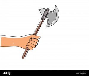 Continuous one line drawing hand holding battle axe with handle. Broad axe, executioner axe, medieval axe. Fighter classes weapon animation, video gam Stock Vector Image & Art - Alamy