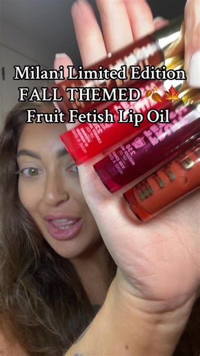 Kelsey Alfred on Instagram: "Reviewing and trying on the new fall shades of the Milani Fruit Fetish Lip Oils today: Candy Apple, Pumpkin Spice, Hot Cocoa, and Mulled Wine! 🍎 Candy Apple is described as a soft shimmer red 🎃 Pumpkin Spice is described as a soft shimmer nude 🍫 Hot Cocoa is described as a soft shimmer brown 🍷 Mulled Wine is described as a soft shimmer berry The formula is supposed to be a non-sticky, glossy lip oil made with fruit extracts and vitamin E for hydration and a subtl