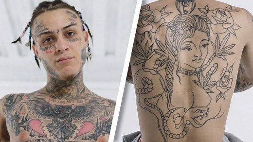 Rising hip-hop star Lil Skies shows off his ink. | GQ Tattoo Tour