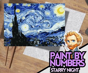 Starry Night Paint by Numbers Printable, Van Gogh Inspired Color by Number, Night Sky Art Coloring Page, Digital Download US Letter - Etsy Canada