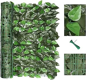 Artificial Ivy Privacy Fence Screen, Privacy Wall, Privacy Screen, Artificial Faux Ivy Hedge Leaf & Vine Privacy Fence Wall Screen, Decoration for Outdoor Decor, Garden, Yard (120 x 40 Inch, Peach Leaf)