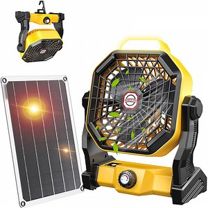 [Hot Item] Cross Border Solar Powered Fan, Rechargeable Camping Fan, Portable Outdoor Infinite Speed Regulation, Silent Tent Fan