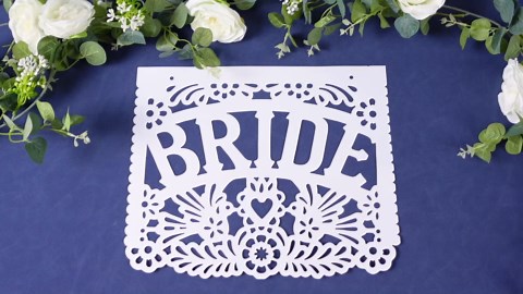 Mexican Wedding Decorations White Papel Picado Bride and Groom Chair Signs Mexican Bridal Shower Decorations White Wedding Chair Decor