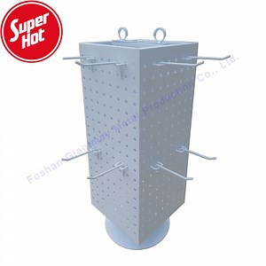 [Hot Item] 4 Sides Pegboard Metal Counter Table Top Hanging Keychain Stands Spinning Rotating Display Rack