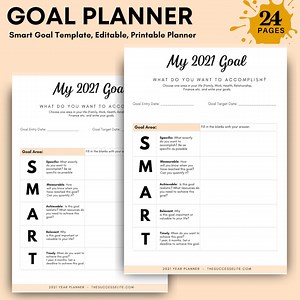 Planificateur modifiable 2021 imprimable, planificateur quotidien 2021, planificateur mensuel, planificateur d’objectifs SMART 2021, liste de seau 2021, pages de planificateur imprimables - Etsy France