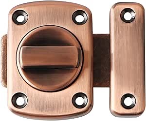 Alise Gate Latch Slide Bolt Latches Lock,Medium Size Safety Double Sided Rotate Gate Hardware for Storage Box, Cabinet,Shed Door, RedBronze 63mmx55mm MS220D-R