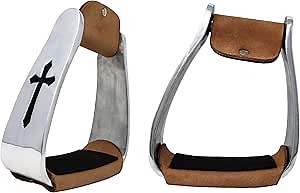 CHALLENGER Horse Western 5" Wide Turquoise Stone Aluminum Copper Barrel Stirrups 51237