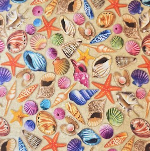 Sea Shells Fabric: Michael Miller Cotton Quilting Material, Beach Pattern Sand Ocean - Etsy