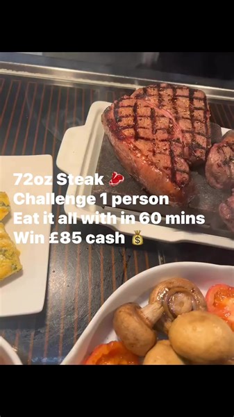 1.6K views · 18 reactions | 72 oz Steak Challenge eat it all with in 60 mins win £85 Cash  #steak #steakchallenge #foodchallenge #ukfoodchallenge | Cattlemans Steakhouse | Facebook