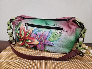 Vintage, 2000, Anuschka, Handbemalte Leder Umhängetasche, Blumenmuster, signiert, Sammlerstück, Art.1039 - Etsy.de