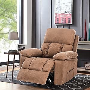 Recliner Chair with Vibration Massage, Heat and Side Pocket, Ergonomic Lounge Chair for Living Room, Single Sofa Chair Home Theater Seating Reclining Chair Recliner Sofa (8025-BEIGE)