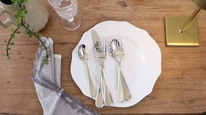 Mikasa, Gold Accent Regent Bead Flatware Service for 12, 65 Piece Set, 18/10 Stainless Steel, Silverware Set with Serving Utensils (Pack of 2)