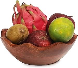 Wooden Handmade Wave Design Bowl – Versatile Salad, Snack, Nuts, Candy, Appetizer, Dip, and Dessert Platter Tray – Mixing & Serving Bowl for Home Kitchen and Parties