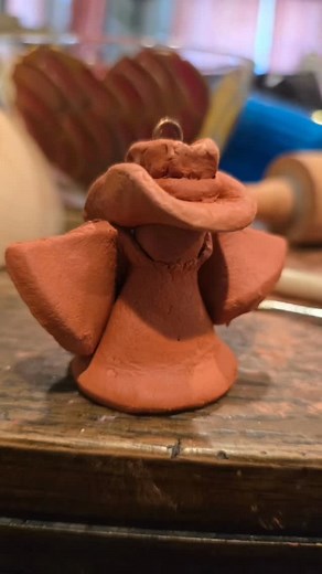 Clay angels and cowboy angels Available this weekend #ornaments #ringholder #claynecklace #clayearrings #angelornaments #cowboyangelornament | Franco's Arte