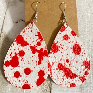 024 🎃 Halloween Spooky Scary Blood Splatter True Crime Earrings Jewelry