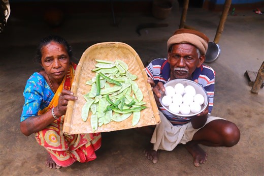 19K views · 215 reactions | FLAT BEANS EGG CURRY | collecting & cooking beans with egg curry recipe | tribal village cooking | | Tribal village cooking | Facebook