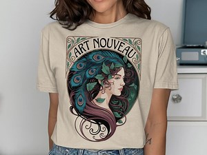 Art Nouveau Peacock Feather Shirt: Elegant Vintage Art Tee - Etsy