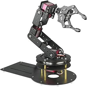LewanSoul Robotic Arm Bracket Kit 6DOF Black Aluminum Mechanical Claw Kit Robotic Claw Kit Botton Plate Bracket (Unassembled Parts Without Servos)