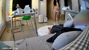Exclusive video! Hacked Korean home IP camera in 2024: The popular big ass girl is back. Even through her underwear, you can see that her left labia is bigger than the right one - Stingy cat