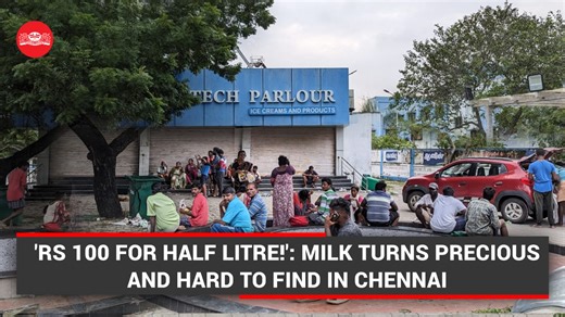 #Chennai faces a severe milk shortage post-record rainfall on Dec 4. At an Aavin parlour on OMR, residents endure long waits, with one person recounting a seven-hour ordeal to secure milk packets. Reports emerge of milk being resold at exorbitant prices, up to five times the regular rate, outside the parlour. Despite the willingness to pay, demand exceeds supply. #ChennaiFloods2023 | The New Indian Express