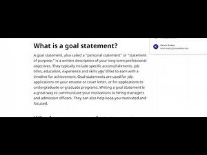 Career Personal Goal statement