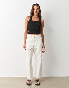 High Rise Straight Crop Jean in Milk | Glassons