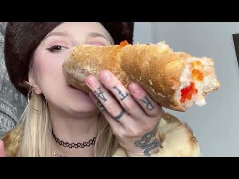 HOT BUSTY BLONDE EATS REAL SLAVIC BREAKFAST WITH LOT OF CAVIAR