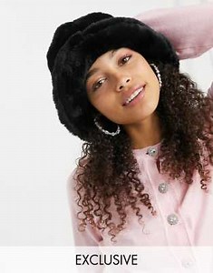 COLLUSION Unisex fluffy bucket hat in black | ASOS