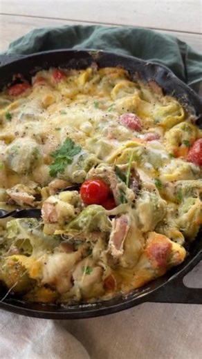 1.5K views · 62 reactions | Easy weeknight dinner idea  Whip up an easy weeknight meal with this simple Chicken Tortellini recipe from Girls Can Grill Using leftover smoked chicken, mix with fresh pasta and pre-made sauces. Combine with fresh veggies and a generous blend of cheeses to create a full meal in a skillet that smokes up in just 45 minutes. : https://ow.ly/Y5Ei50Q39PM | BBQGuys | Facebook