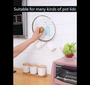 CIWEI Wall Mount Pot Lid Organizers - Adjustable Rotation Cabinet Door Organizer Pot Hangers Racks Plastic Pan Storage Racks Holders for Kitchen (Blue)