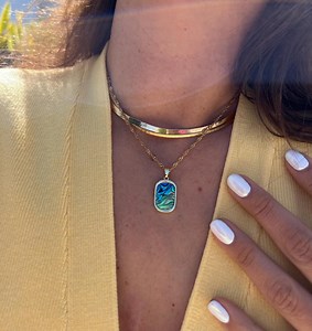 Abalone Shell Necklace, Colorful Paua Shell Pendant, 18k Gold Plated Abalone Layering Necklace, Colorful Abalone, Stainless Steel Necklace - Etsy