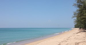 The Soft Beach with a Blue Sea Against the Blue Sky. and with White Waves Lapping the Shore. Sai Kaew Beach, Thailand, Phuket Stock Footage - Video of holiday, beach: 212255700