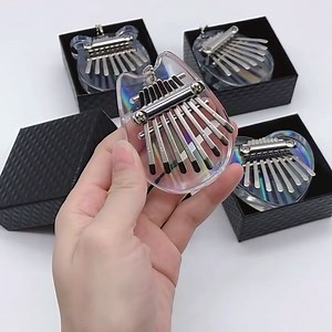 Rainbow Clear Kalimba Thumb Piano 8 Key Solid Finger Piano Transparent Body Cute Crystal Acrylic Kalimba With Hard Case Gifts for Beginners with 8 keys, Oval Shape