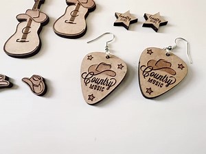 Western Earring Set: Laser Cut Cowboy Cowgirl Jewelry Template (SVG, PDF, EPS) - Etsy