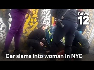 Woman critically injured after car jumps curb, slams into her in Brooklyn | News 12
