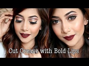 Cut Crease With Bold Lips Makeup Tutorial ll Sumayaa Meem