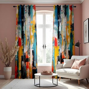 Abstract Art Curtains, Bold Multi-color Brushstrokes Modern Drapes, Custom Length Colourful Curtain Panels - Etsy Canada