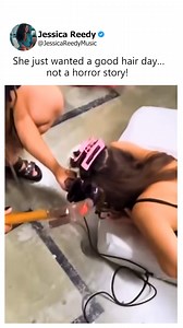 A girl’s calm hair routine turns chaotic when the dryer decides to go wild. | Jessica Reedy