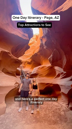 SAVE and SHARE THIS - for your next trip to Page, Arizona! 🏜️1. Lone Rock Beach - need we say more 😍 It is beautiful and the sunsets are unreal 2. Horseshoe Bend - the ultimate bucket list stop in Page! Alex wins for getting us here 👏🏼 I’ve been wanting to go for YEARS 3. Waterhole Canyon Experience - the canyons are breathtaking and the tour was 10/10 👏🏼4. Grand Canyon Brewery - delicious food and beer, what more could we ask for😂 we even got to meet some new friends here that follow us 