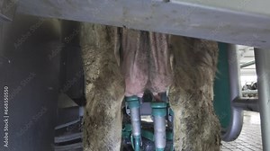 Cows on a modern automatic diary farm with robots. Cow milking system