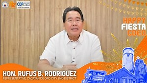HAPPY FIESTA CAGAYAN DE ORO CITY! VIVA SR. SAN AGUSTIN! Ang mensahe ni Cagayan de Oro 2nd District Rep. Rufus Rodriguez alang sa umaabot nga pagsaulog sa kapistahan ni Sr. San Agustin, patron sa atong ciudad. 🧡🙏 #CdeOFiesta #VivaSrSanAgustin #KagayanFestival | Rufus B. Rodriguez