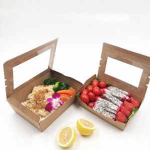 [Hot Item] Customized Logo Lunch Pizza Hamburger Fried Chicken Bread Noodle Bento Sushi Kraft Cardboard Paper Food Packaging Box