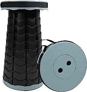 Portable Telescoping Stool, 4nd Gen Retractable Stool for Fishing Camping Hiking Travel Garden BBQ, Adjustable Plastic Stools Max Load 330lbs (Gray)
