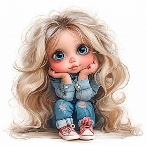 15 Quirky Cute Little Girl Clipart Bundle, Whimsical Illustration, Printable Watercolor Clipart, High Quality JPG, Paper Craft, Junk Journal - Etsy