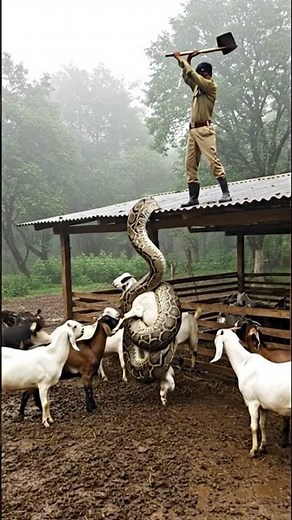 Forest Ranger Fights Giant Python to Save Goat in Rural India
