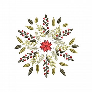 Poinsettia Snowflake Holiday Floral Wreath With Berries & Leaves Embroidery Design, Decoration Digital File, 3 Sizes - Etsy