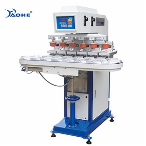 [Hot Item] 6/Six Color Inkwell Pad Printing Machine with Conveyor Golf Ball Pad Printer Multi Color Lego Toy Printing Machine