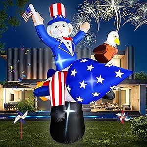 Amazon.com: BLOWOUT FUN 4th of July Inflatables 6 FT Inflatable Uncle Sam and Eagle on Rocket Independence Day Decorations Patriotic 4th of July Blow Up for Home Yard Lawn Garden Indoor Outdoor Memorial Day Decor : Patio, Lawn & Garden