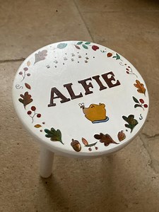 Childrens Hand Painted Stool With Name - Autumn Leaves Design - Winnie the Pooh - Etsy UK
