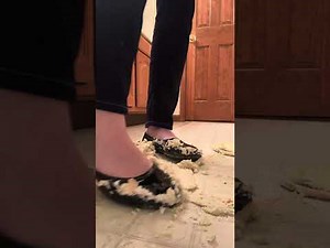 Crushing birthday cake and cupcakes in ballet flats